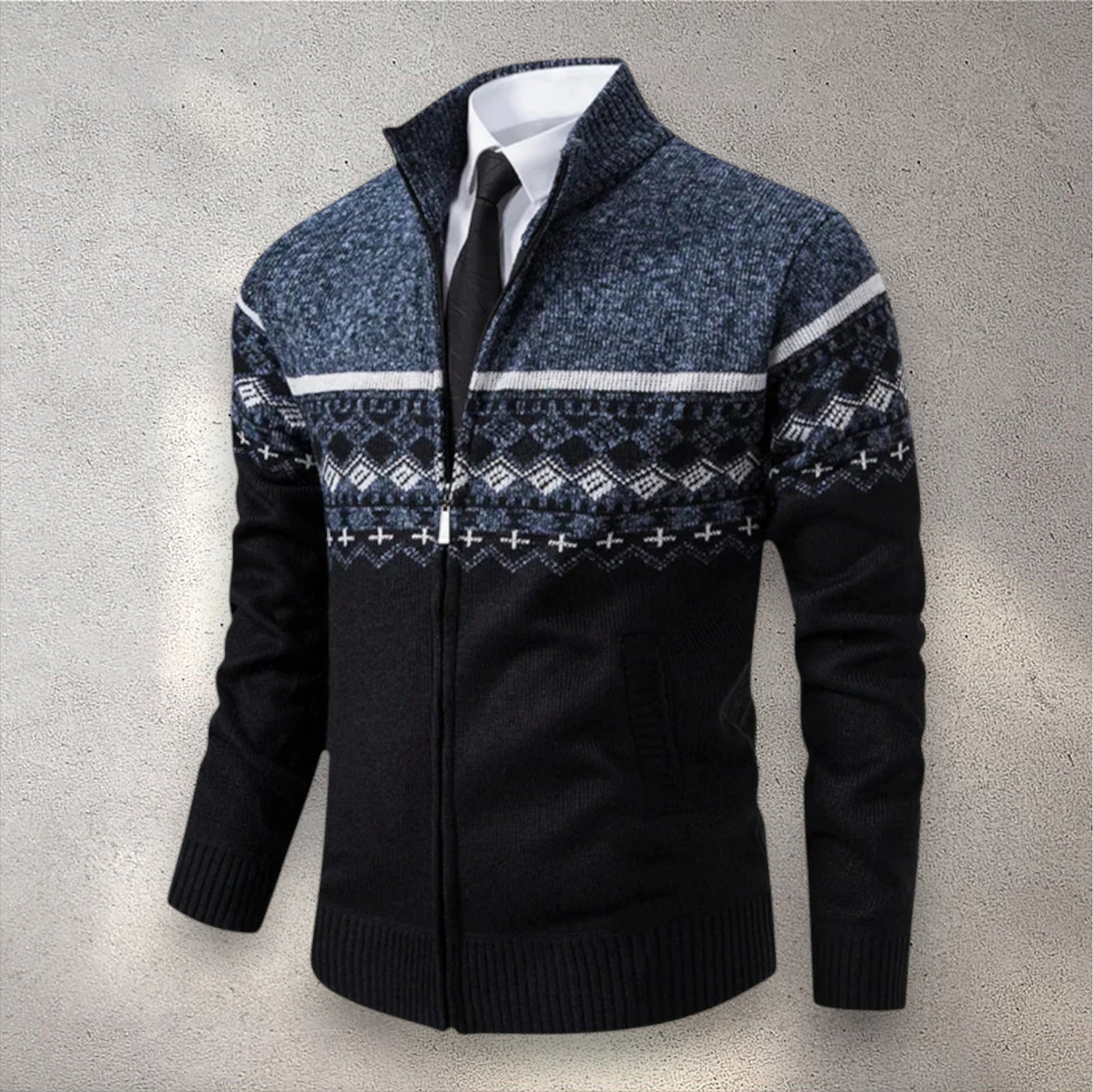 The Levan Fair Isle Cardigan | Cárdigan con cremallera y patrón jacquard