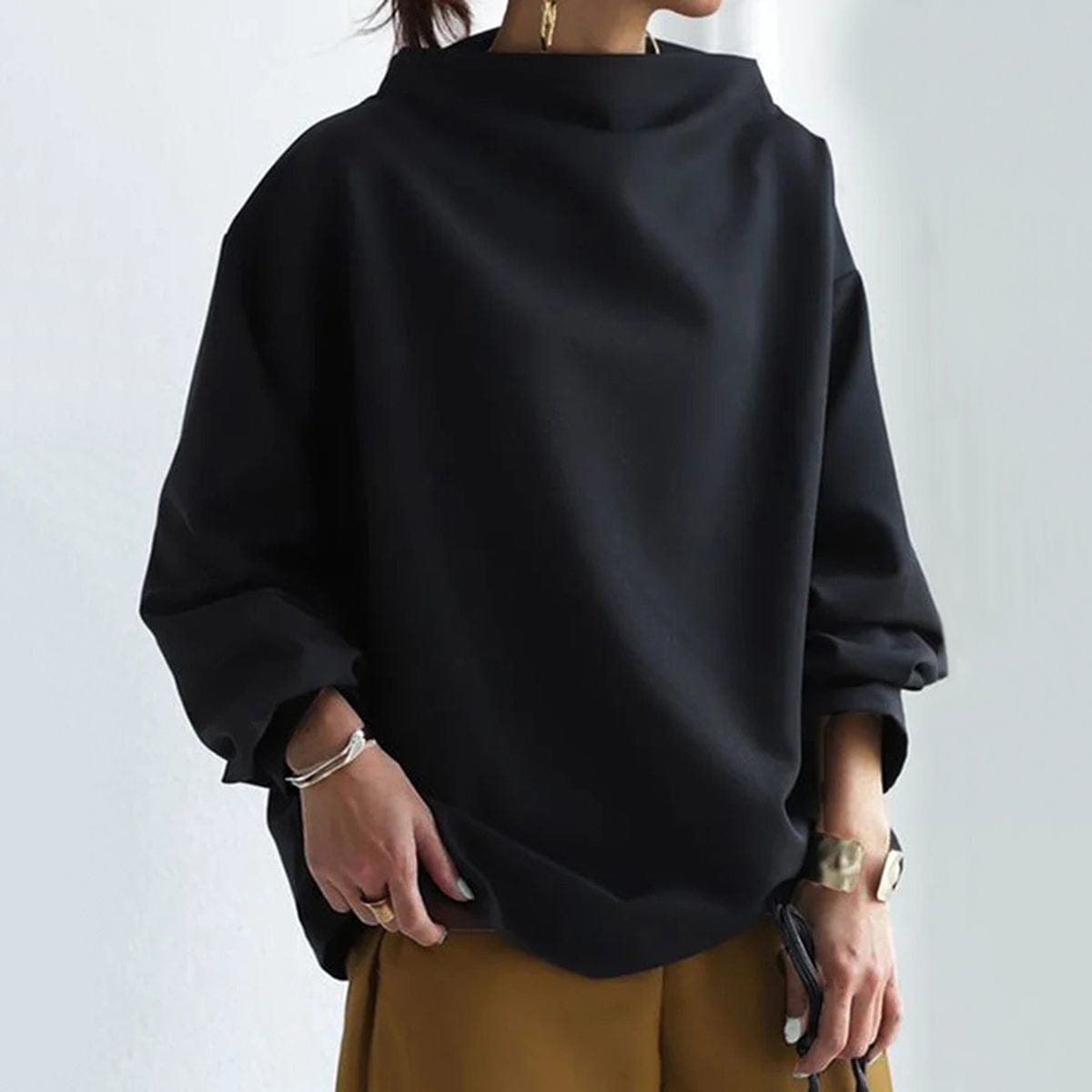 Emilia™ | Top de Punto Suave con Cuello Alto