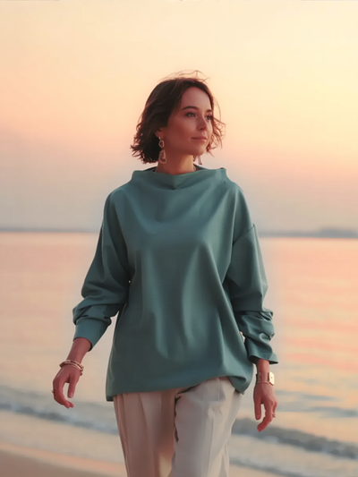 Emilia™ | Top de Punto Suave con Cuello Alto