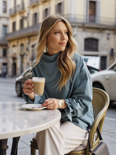 Emilia™ | Top de Punto Suave con Cuello Alto