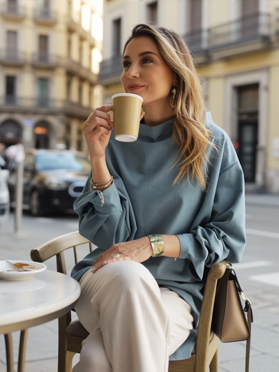 Emilia™ | Top de Punto Suave con Cuello Alto