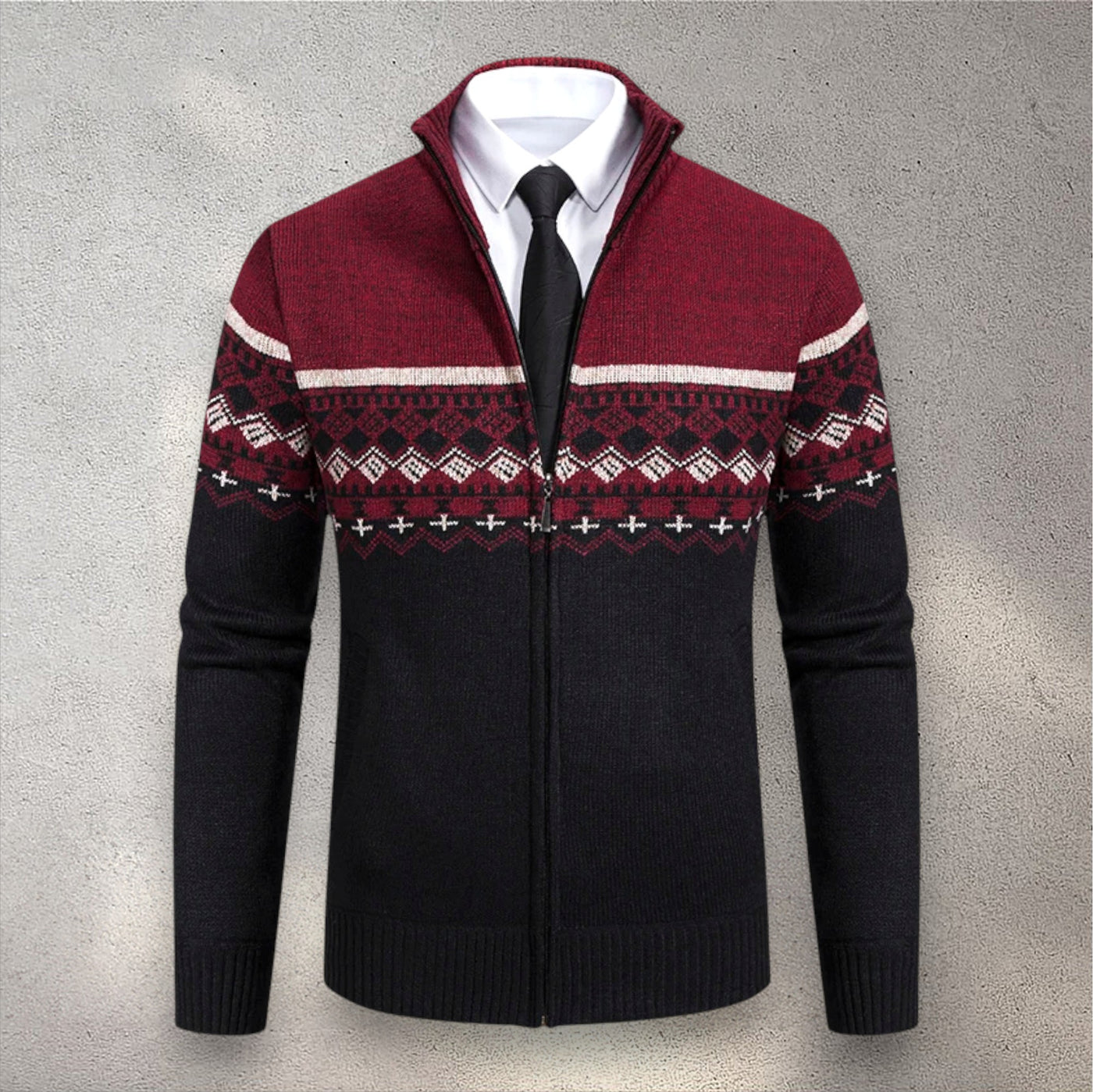 The Levan Fair Isle Cardigan | Cárdigan con cremallera y patrón jacquard