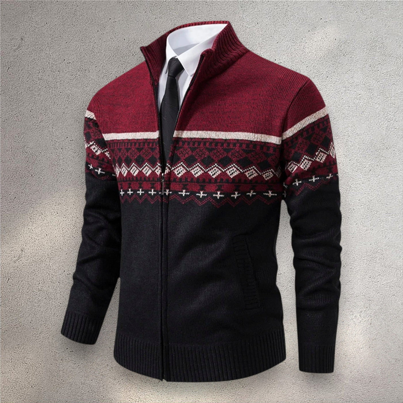 The Levan Fair Isle Cardigan | Cárdigan con cremallera y patrón jacquard