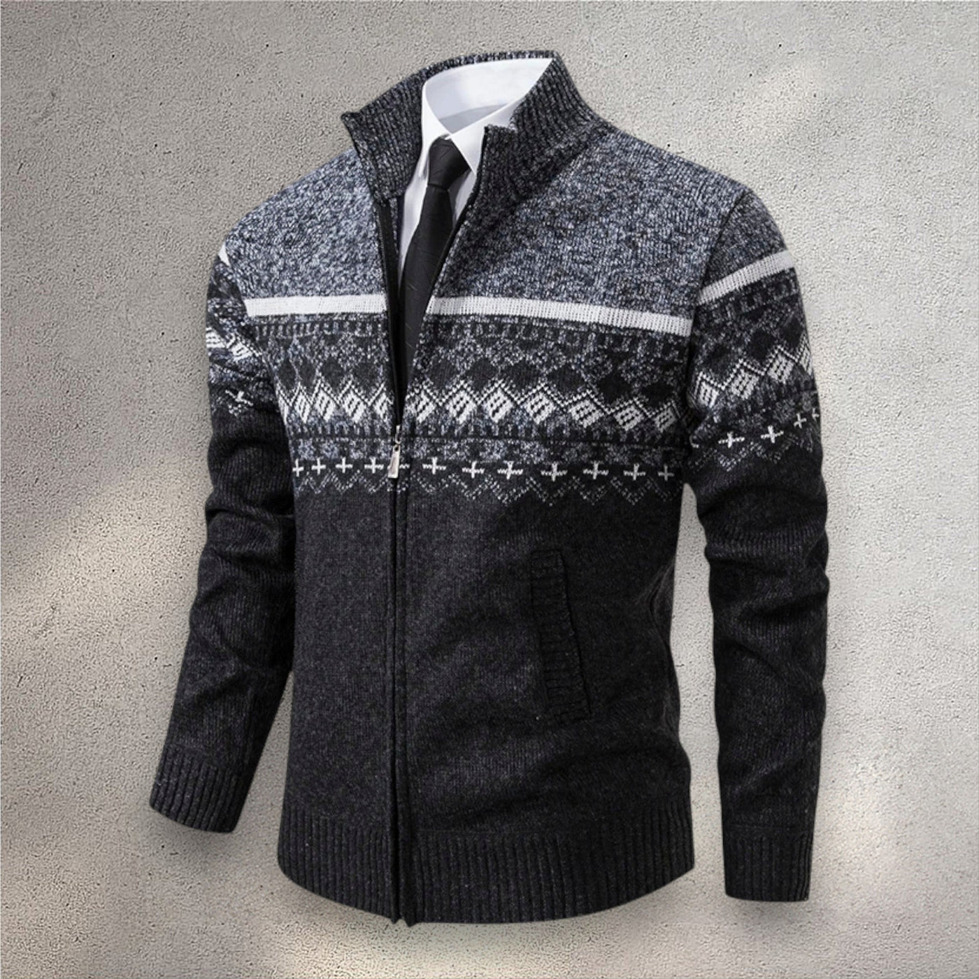 The Levan Fair Isle Cardigan | Cárdigan con cremallera y patrón jacquard