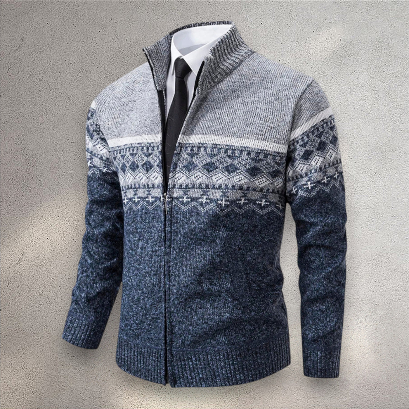 The Levan Fair Isle Cardigan | Cárdigan con cremallera y patrón jacquard