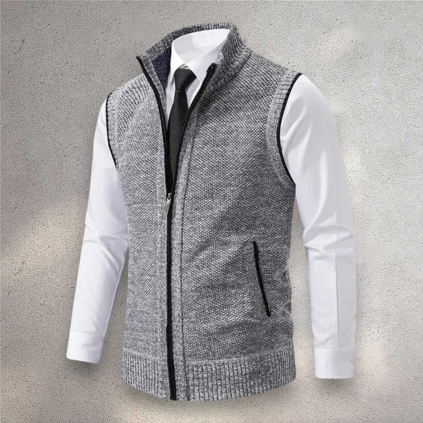 The Levan Knit Vest | Chaleco de punto con cremallera integral